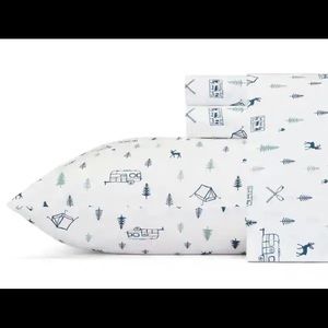 Eddie Bauer Campground Printed Cotton Percale Deep Pocket Sheet Set - Queen